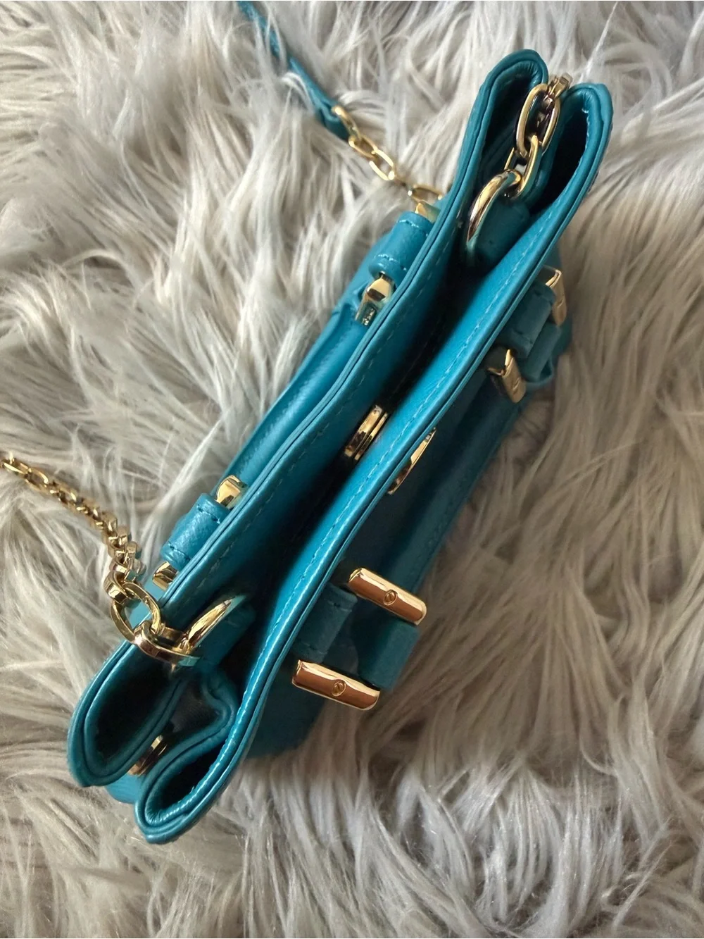 TORY BURCH Robinson Turquoise Blue Leather Mini Satchel Crossbody Bag